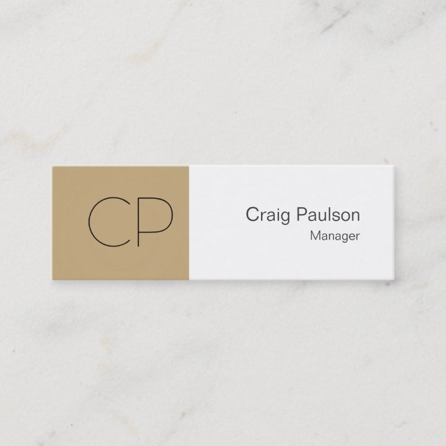 Carte de visite de Monogramme blanc beige fin tend (Devant)