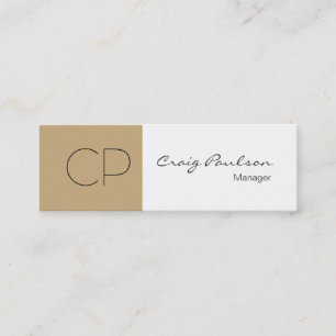 Carte de visite de Monogramme blanc beige fin tend