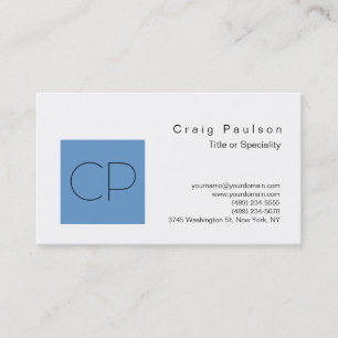 Carte de visite de Monogramme blanc gris chic
