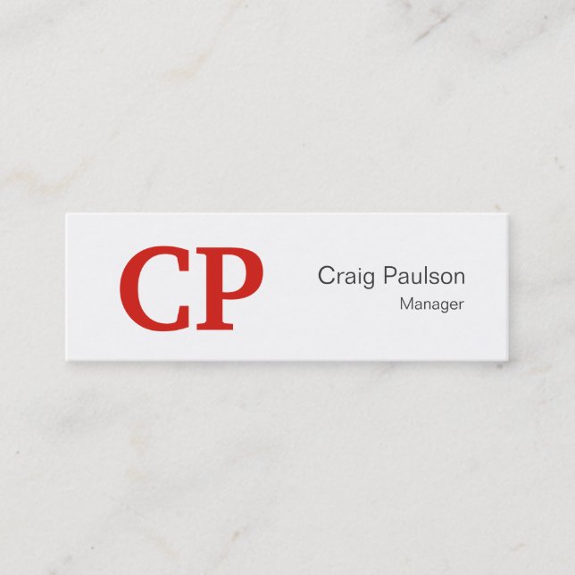 Carte de visite de Monogramme blanc rouge tendance (Devant)