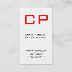 Carte de visite de monogramme blanc rouge vertical