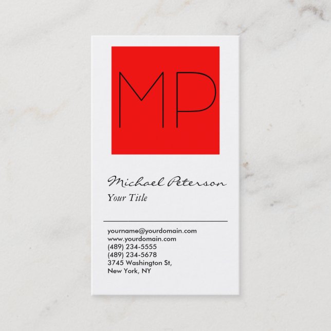 Carte de visite de monogramme blanc tendance (Devant)