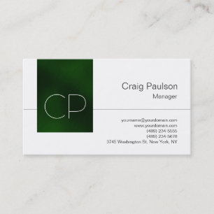 Carte de visite de monogramme blanc vert clair ten