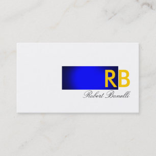 Carte de visite de monogramme bleu blanc jaune
