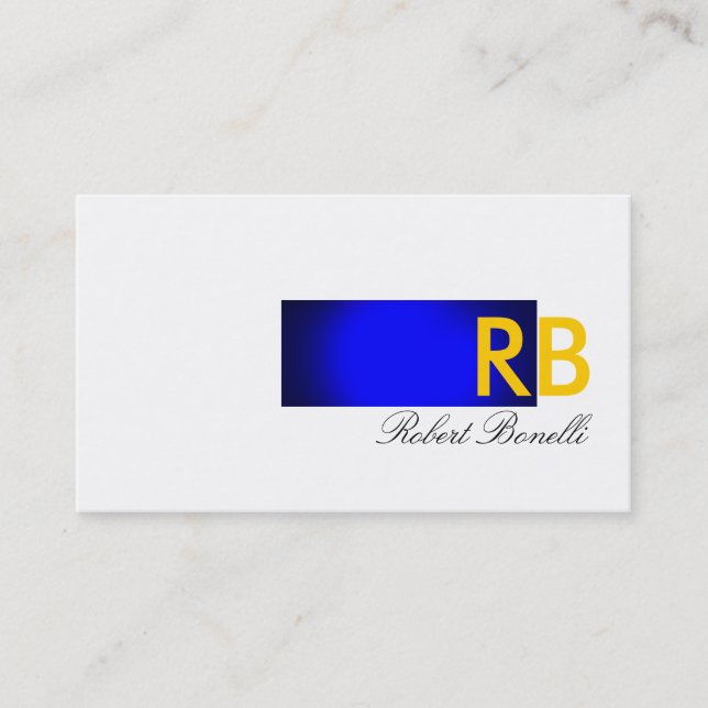 Carte de visite de monogramme bleu blanc jaune (Devant)