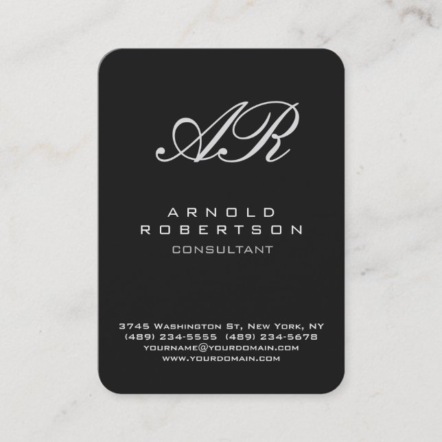 Carte de visite de monogramme calligraphique arron (Devant)