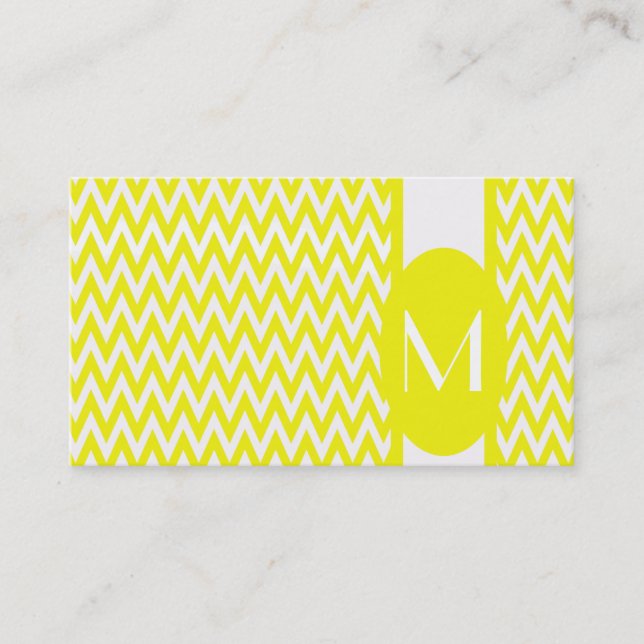 Carte de visite de monogramme Chevron Elegant citr (Devant)
