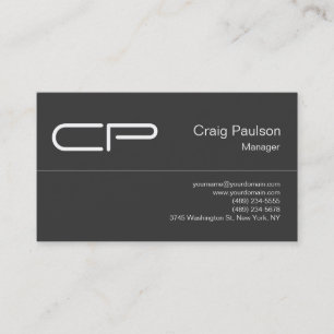 Carte de visite de monogramme chic gris tendance