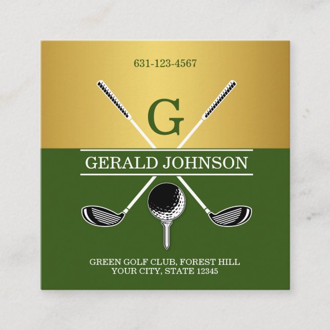 Carte de visite de Monogramme de Golf simple sur m (Devant)