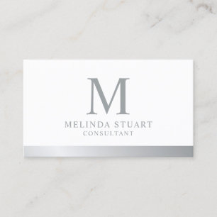 Carte de visite de monogramme élégant blanc et a