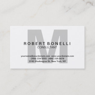 Carte de visite de Monogramme gris noir blanc
