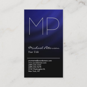Carte de visite de Monogramme gris noir bleu tenda