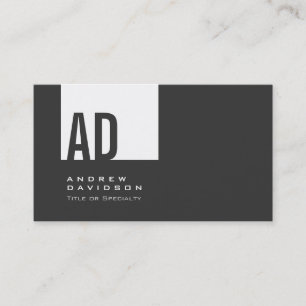 Carte de visite de monogramme gris tendance blanc