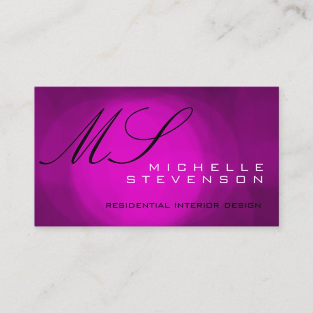 Carte de visite de monogramme mignon rose violet (Devant)