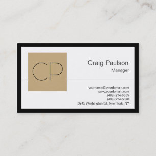 Carte de visite de Monogramme noir blanc tendance