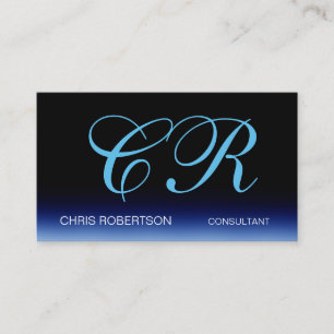 Carte de visite de monogramme noir bleu