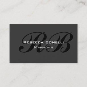 Carte de visite de Monogramme noir gris tendance