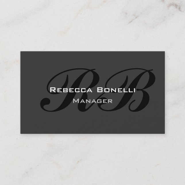 Carte de visite de Monogramme noir gris tendance (Devant)