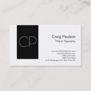 Carte de visite de monogramme noir simple tendance