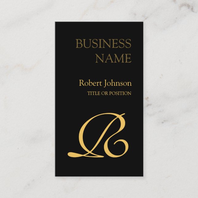 Carte de visite de monogramme professionnel Black  (Devant)