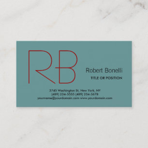 Carte de visite de Monogramme rouge gris blanc ten
