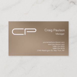 Carte de visite de monogramme tendance Browny chic