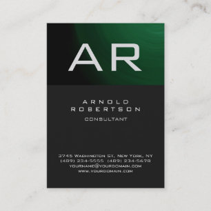 Carte de visite de monogramme vert foncé élégant
