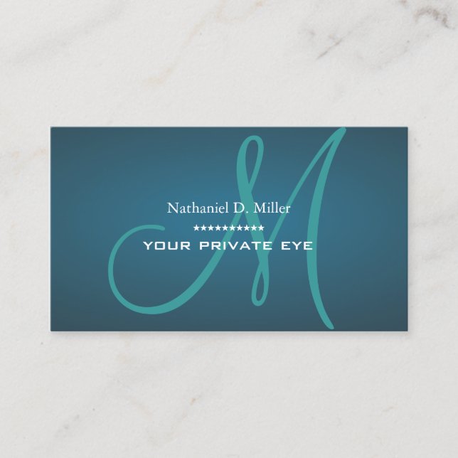 carte de visite de monogramme vert Turquoise (Devant)