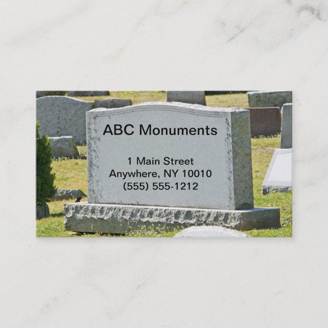 Carte de visite de Monument Company (Devant)