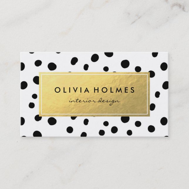 Carte de visite de Motif de points de Foil Black & (Devant)