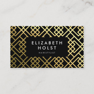 Carte de visite de Motif géométrique noir brillant