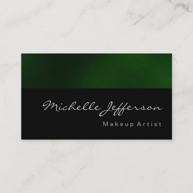 Carte de visite de Motif vert de script de maquill (Devant)