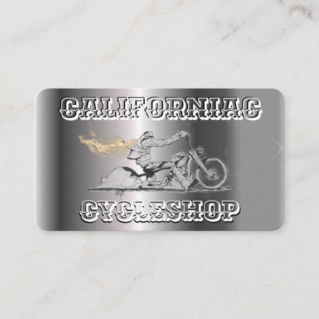 Carte de visite de moto chromé élégant (Devant)