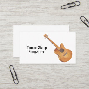Carte de visite de musicien de guitare aquarelle