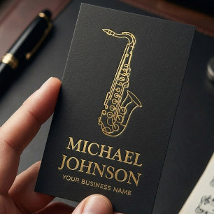 Carte de visite de musicien de luxe Saxophone Or  