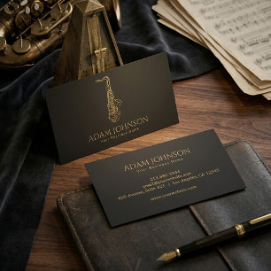 Carte de visite de musicien de luxe Saxophone Or  