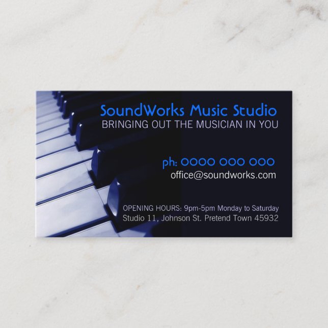 Carte de visite de musique clavier de piano (Devant)