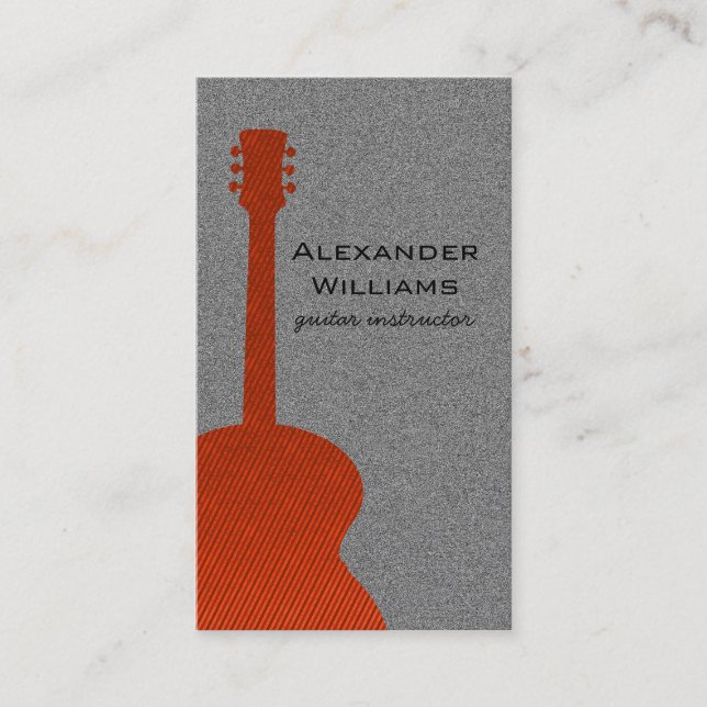 Carte de visite de musique de guitare rayée, orang (Devant)