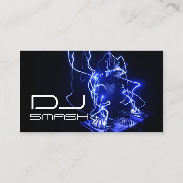 Carte de visite de musique DJ bleu cool (Devant)