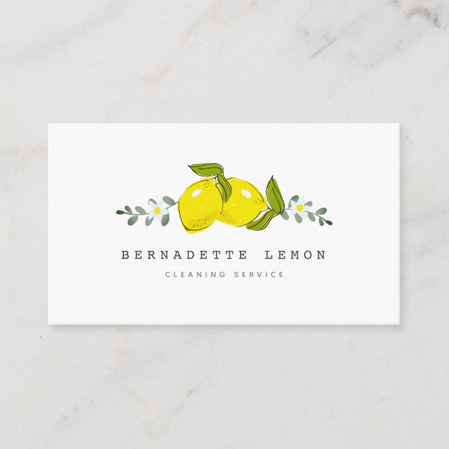 Carte de visite de nettoyage à fleur citron et bla (Devant)