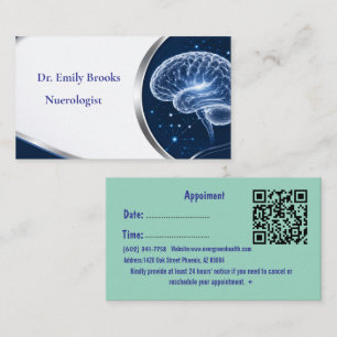 Carte de visite de neurologue bleu personnalisée a