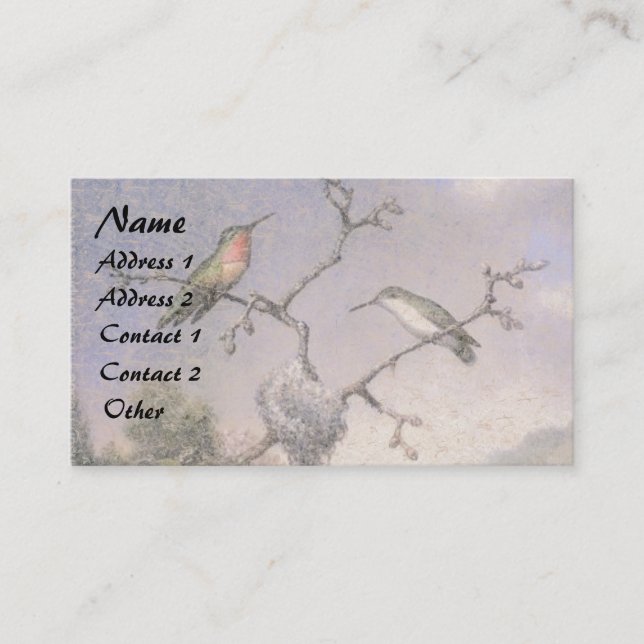 Carte de visite de nid d'animaux d'oiseaux de (Devant)