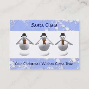 Carte de visite de Noël de 3 bonhommes de neige et