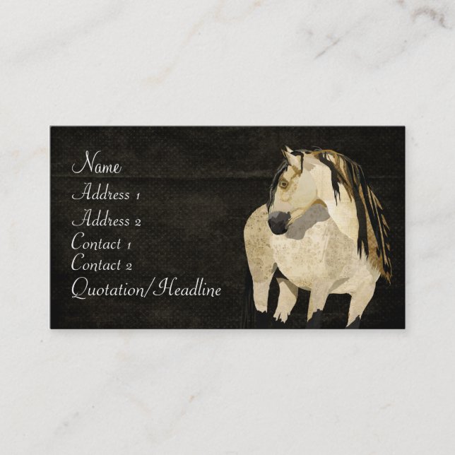 Carte de visite de noir de cheval blanc rétro (Devant)