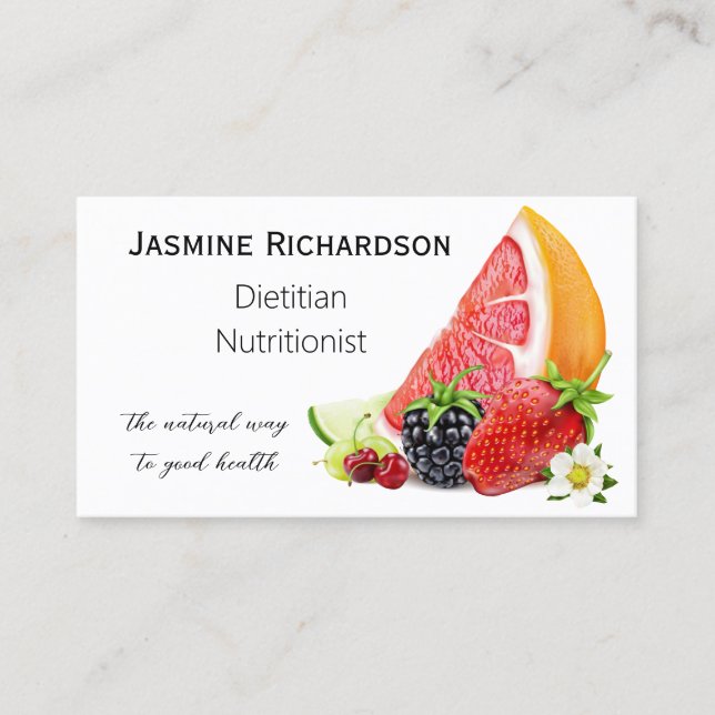 Carte de visite de nutrition des fruits frais (Devant)