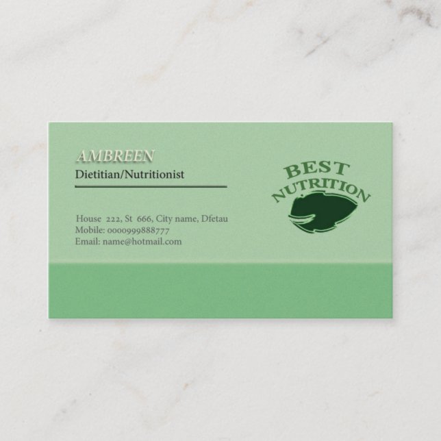 Carte de visite de nutritionniste (Devant)