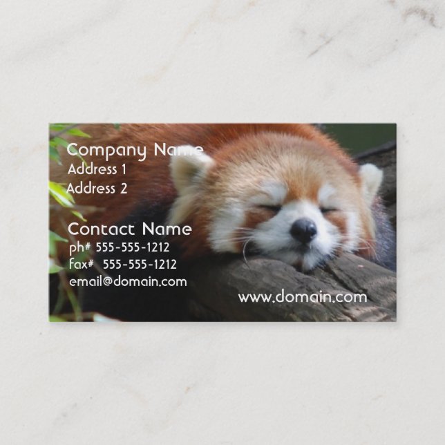 Carte de visite de panda rouge de sommeil (Devant)