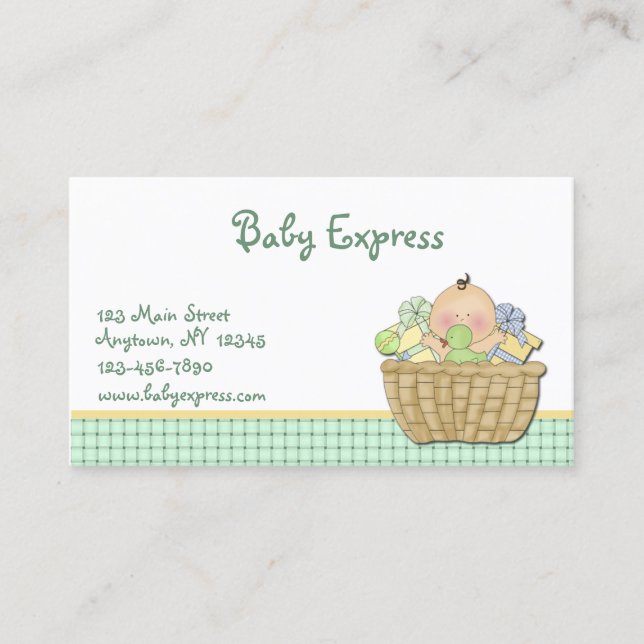 Carte de visite de panier de cadeau de bébé (Devant)