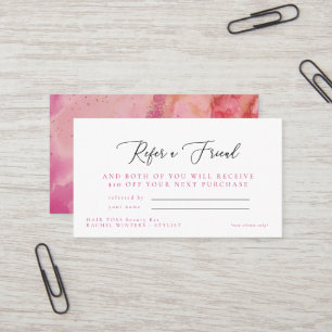 Carte de visite de parrainage de salon rose à prix
