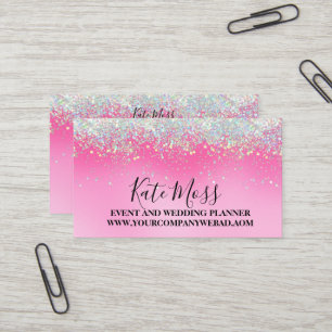 Carte de visite de Parties scintillant rose pour f